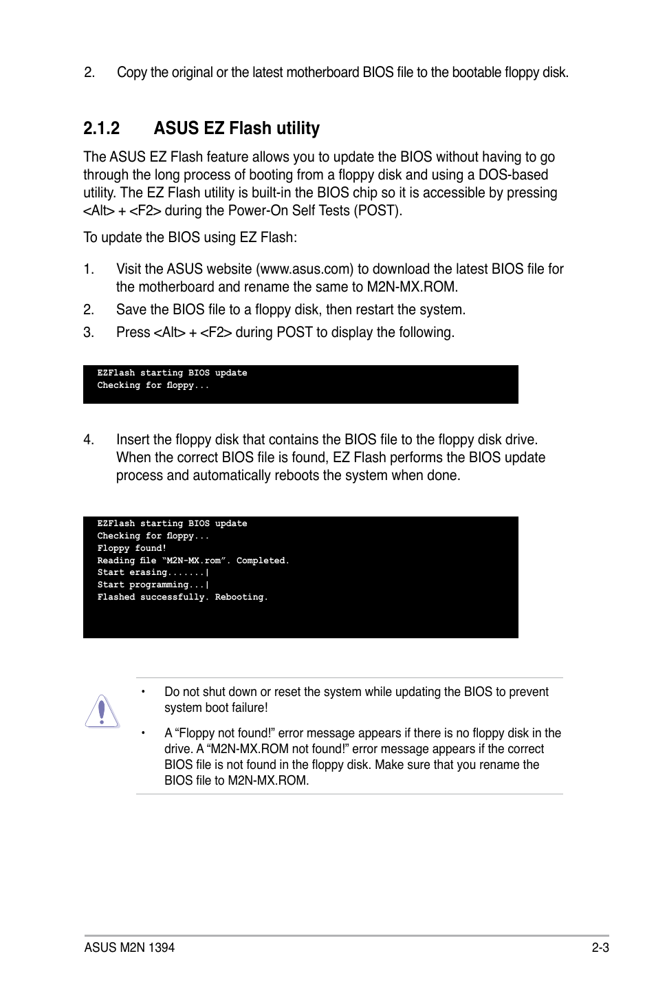 2 asus ez flash utility | Asus M2N 1394 User Manual | Page 43 / 88