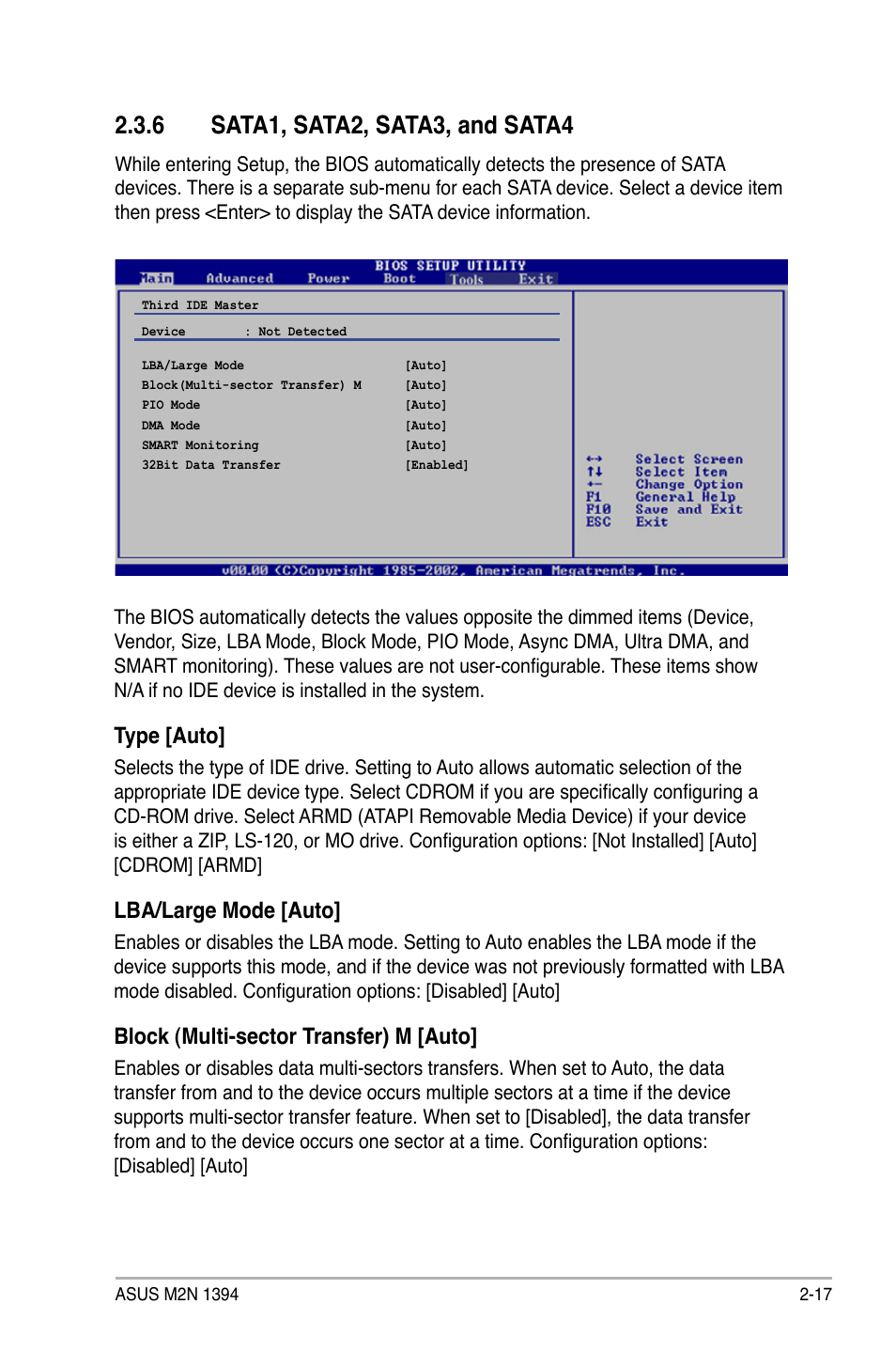 Type [auto, Lba/large mode [auto, Block (multi-sector transfer) m [auto | Asus M2N 1394 User Manual | Page 57 / 88