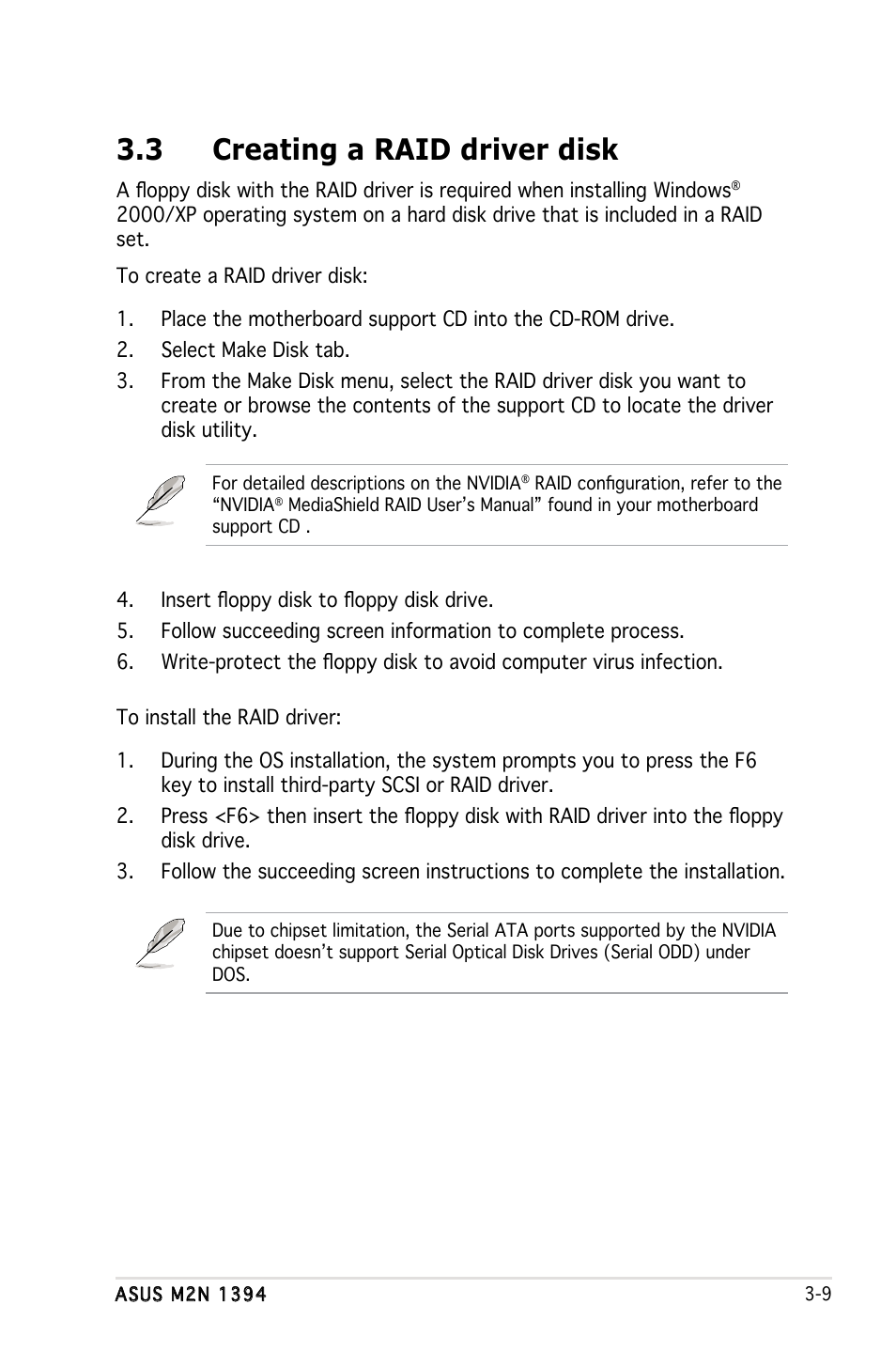 3 creating a raid driver disk | Asus M2N 1394 User Manual | Page 87 / 88