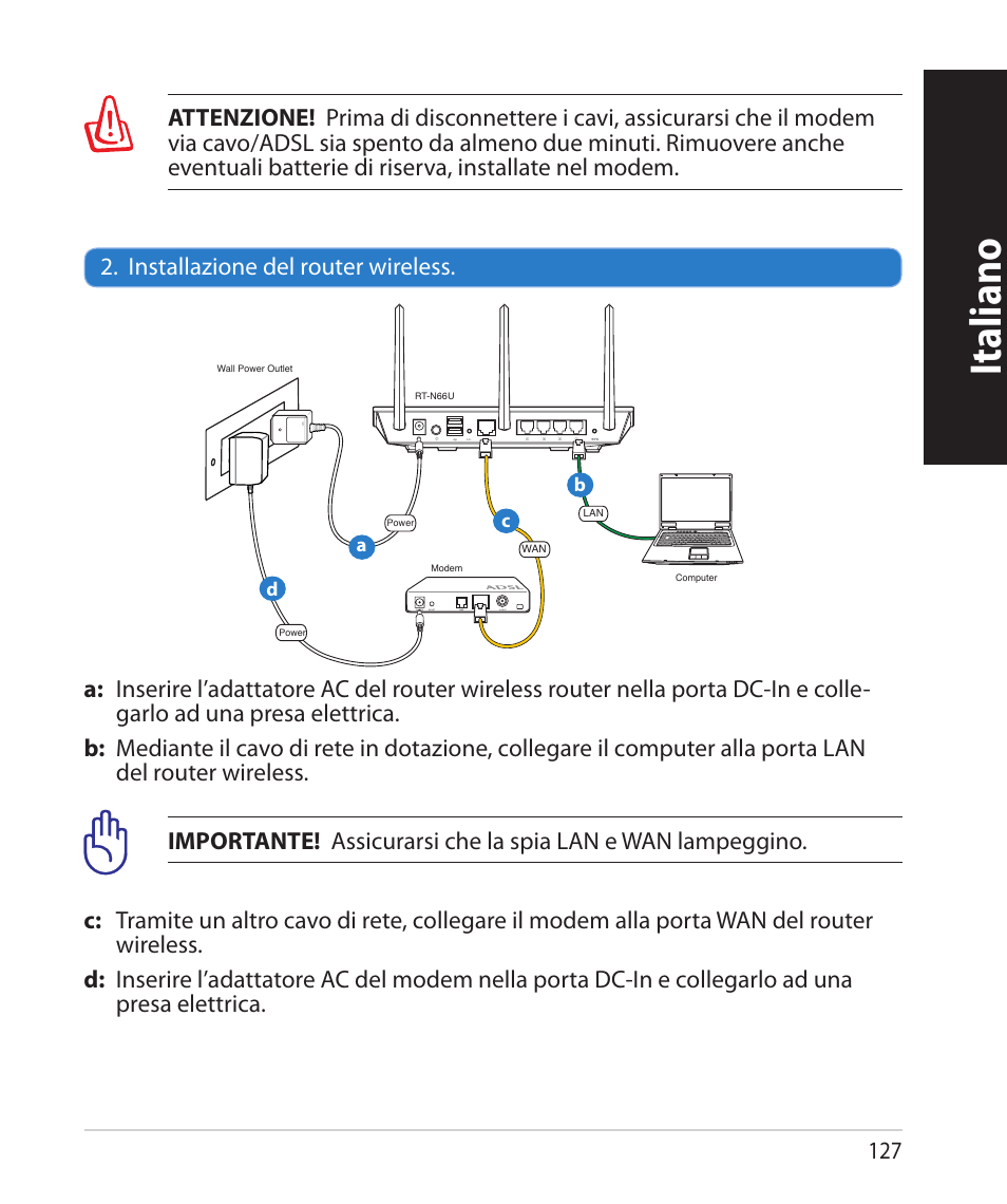 Italiano | Asus RT-N66U (VER.B1) User Manual | Page 127 / 182