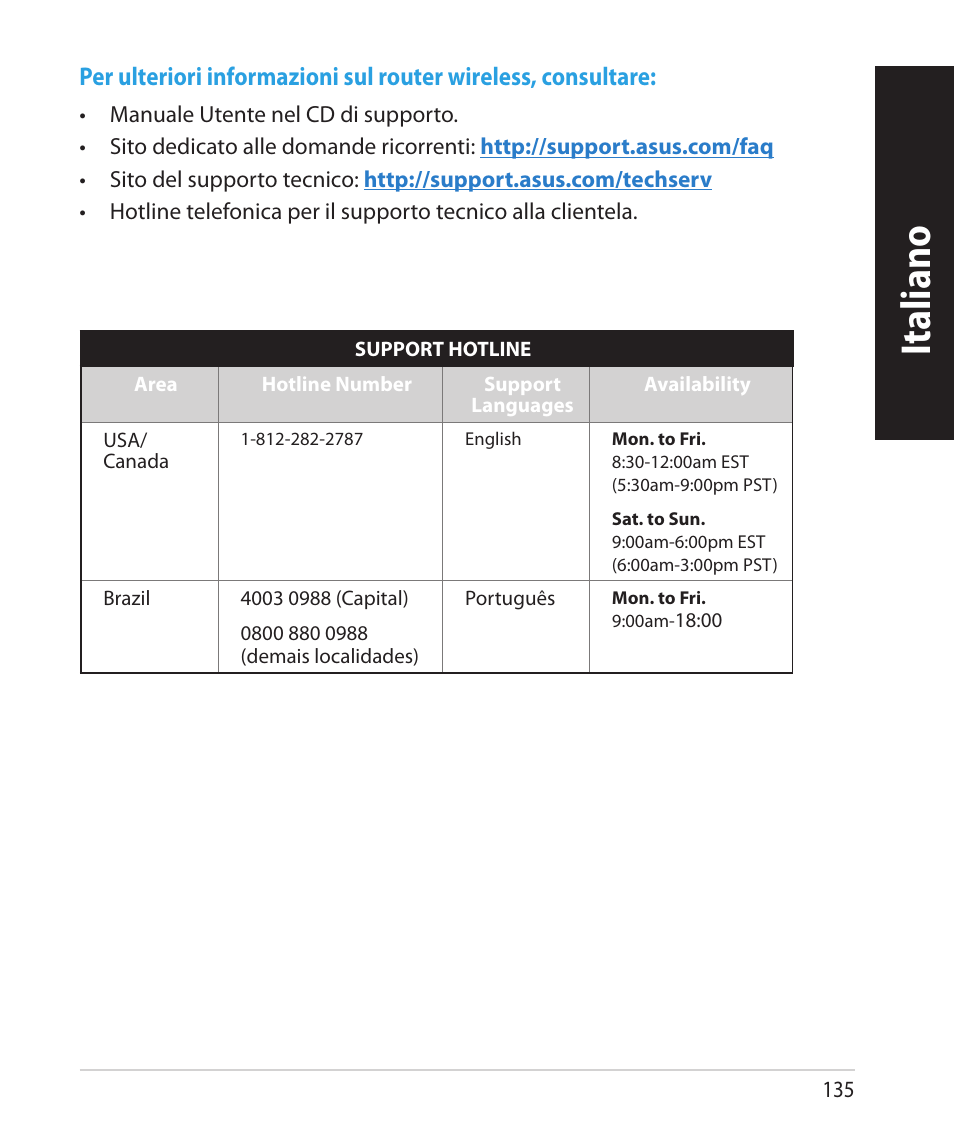 Italiano | Asus RT-N66U (VER.B1) User Manual | Page 135 / 182