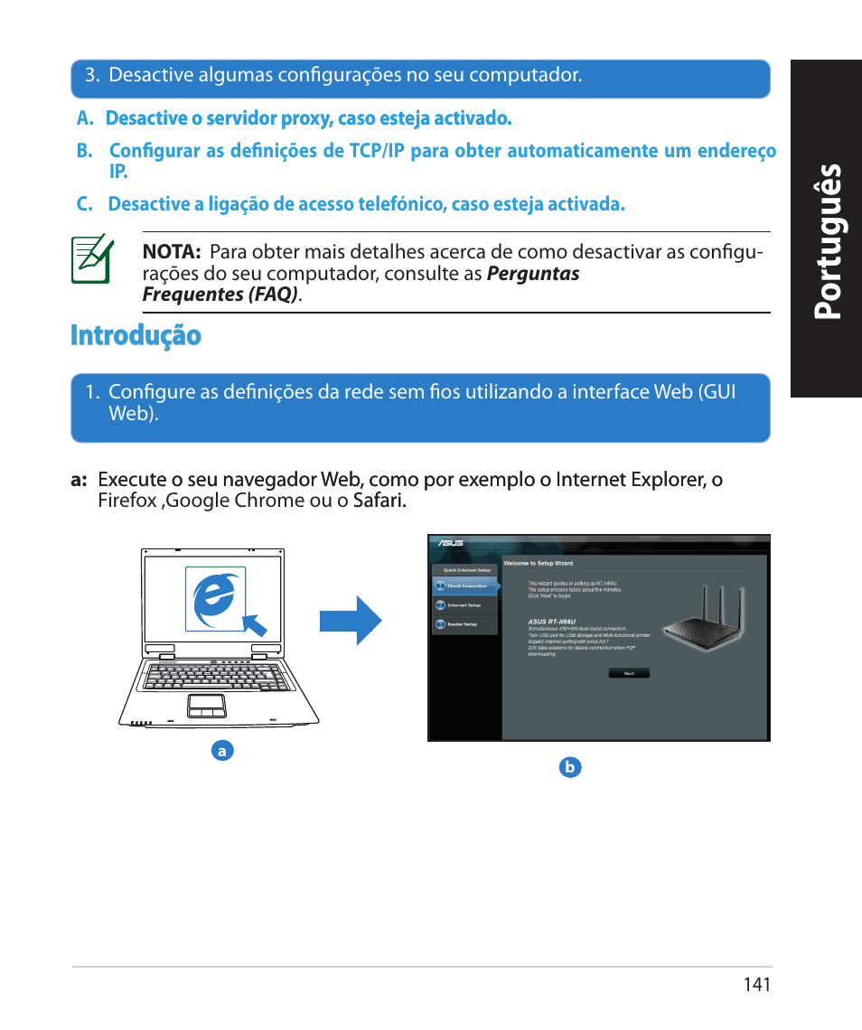 Por tuguês, Introdução | Asus RT-N66U (VER.B1) User Manual | Page 141 / 182