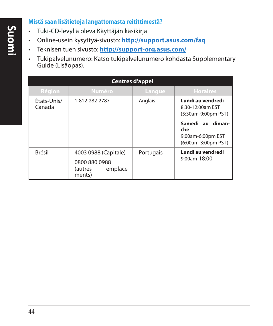 Suomi | Asus RT-N66U (VER.B1) User Manual | Page 44 / 182