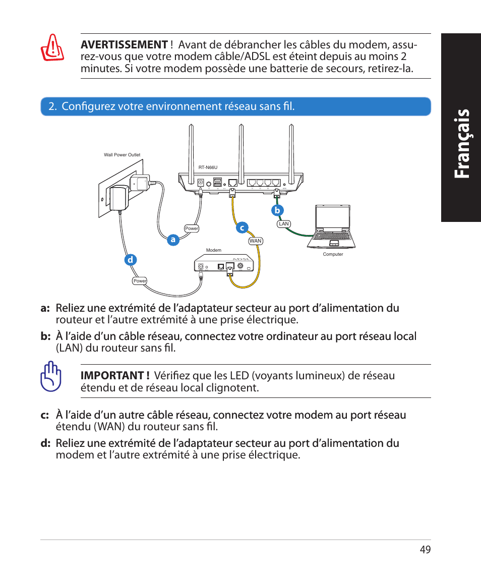 Fr anç ais | Asus RT-N66U (VER.B1) User Manual | Page 49 / 182