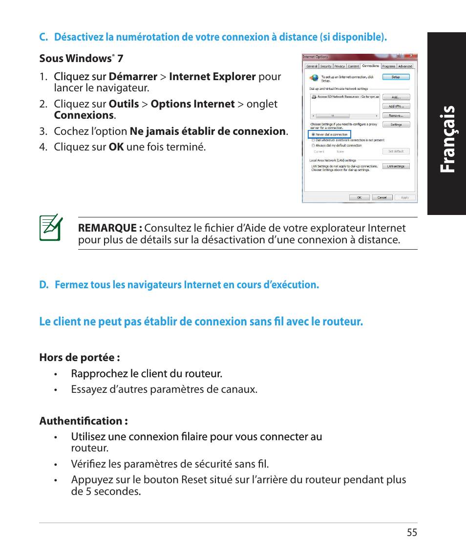 Fr anç ais | Asus RT-N66U (VER.B1) User Manual | Page 55 / 182