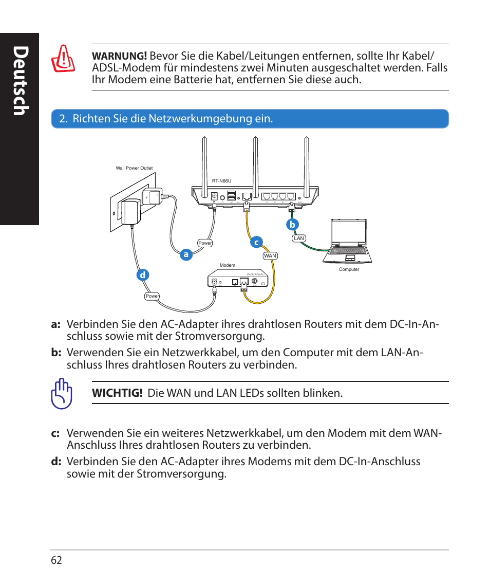 Deutsch | Asus RT-N66U (VER.B1) User Manual | Page 62 / 182