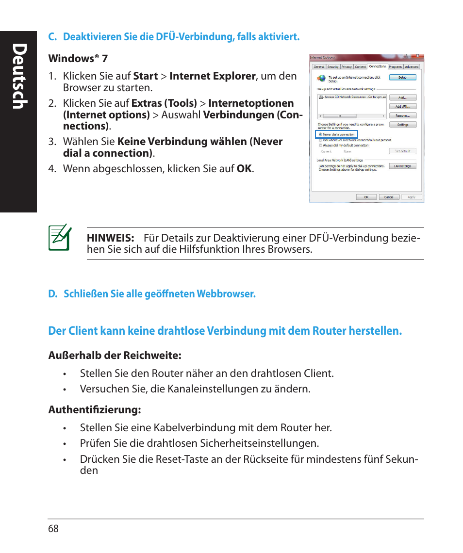 Deutsch | Asus RT-N66U (VER.B1) User Manual | Page 68 / 182
