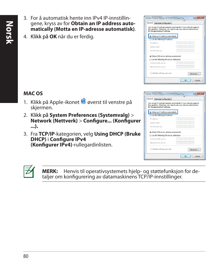 Norsk | Asus RT-N66U (VER.B1) User Manual | Page 80 / 182