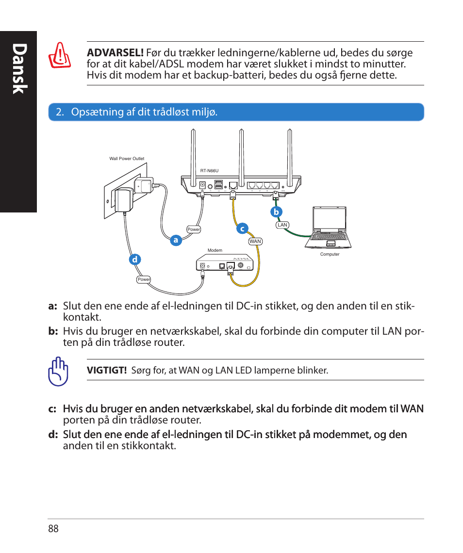 Dansk | Asus RT-N66U (VER.B1) User Manual | Page 88 / 182