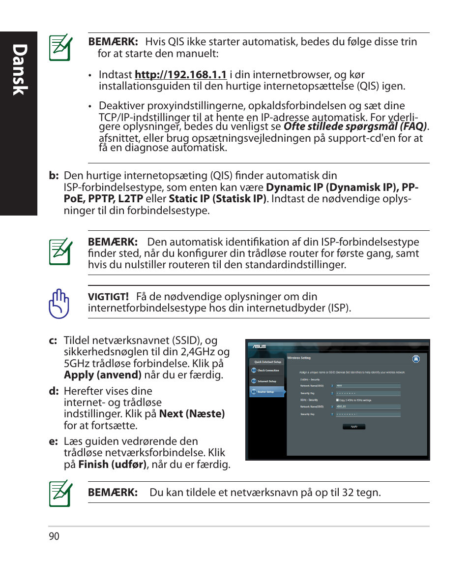 Dansk | Asus RT-N66U (VER.B1) User Manual | Page 90 / 182