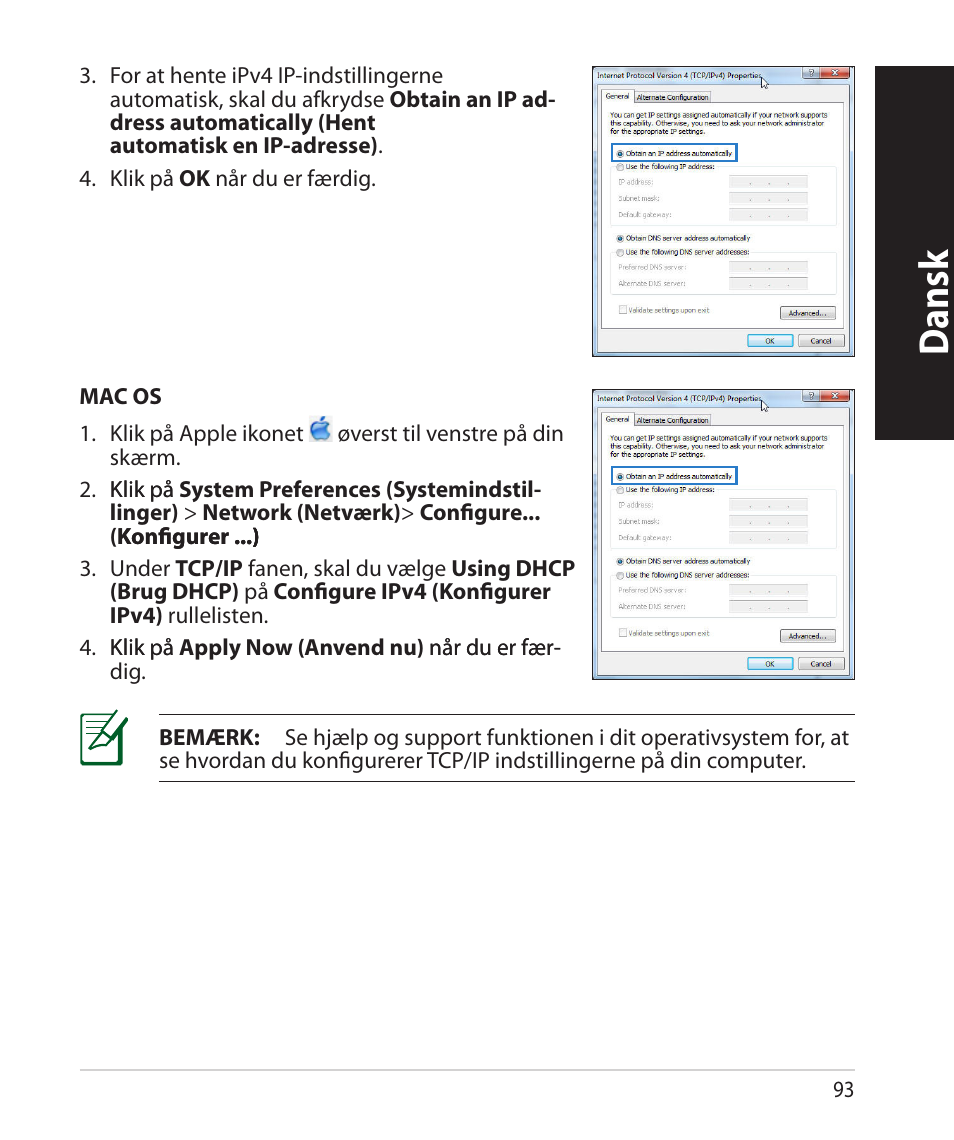 Dansk | Asus RT-N66U (VER.B1) User Manual | Page 93 / 182