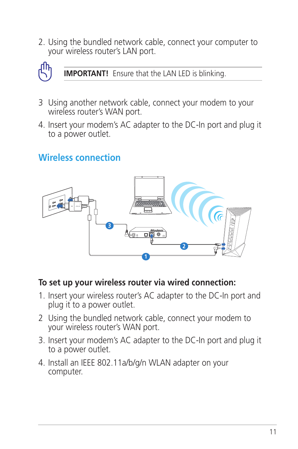 Wireless connection | Asus RT-N56U User Manual | Page 11 / 72