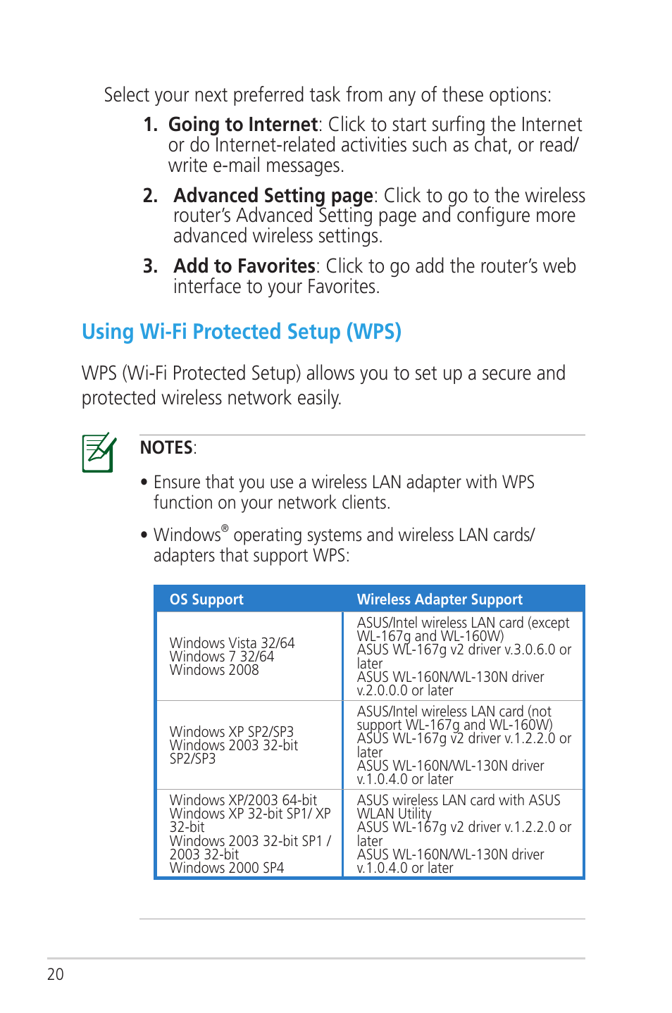 Using wi-fi protected setup (wps) | Asus RT-N56U User Manual | Page 20 / 72