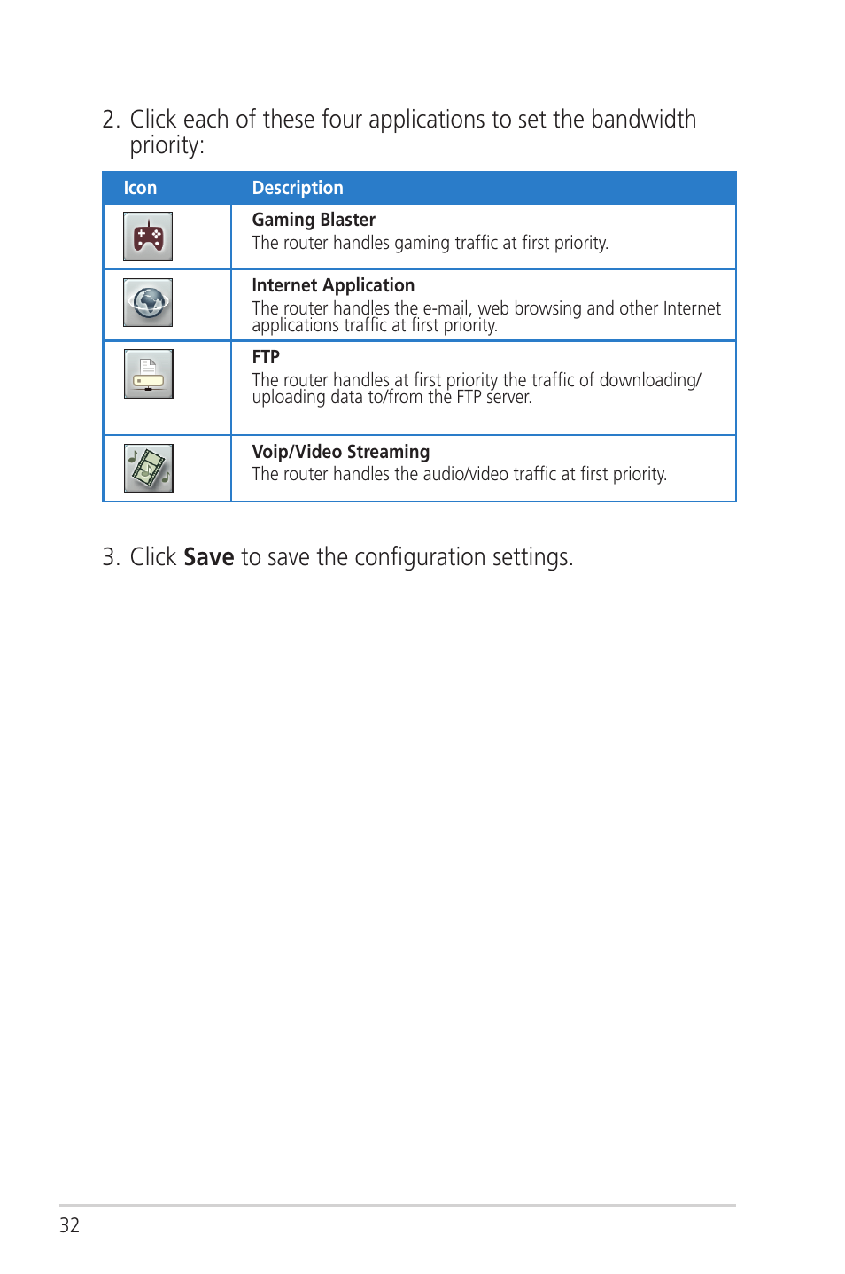 Click save to save the configuration settings | Asus RT-N56U User Manual | Page 32 / 72