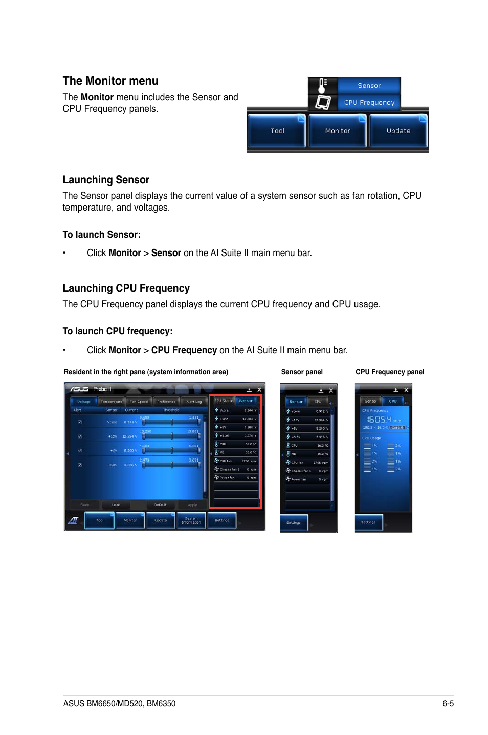 The monitor menu | Asus BM6650 User Manual | Page 49 / 67