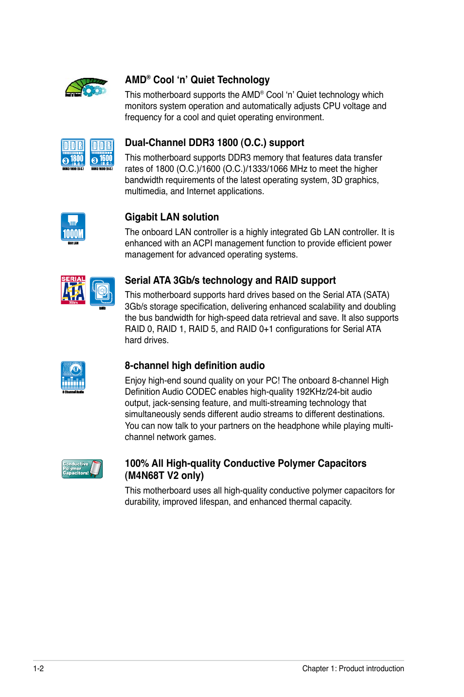 Asus M4N68T V2 User Manual | Page 12 / 62