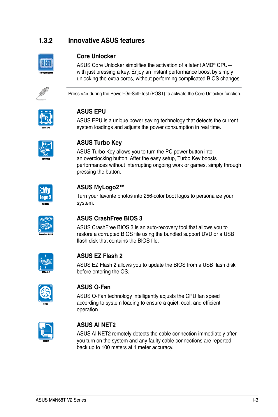 2 innovative asus features, Innovative asus features -3 | Asus M4N68T V2 User Manual | Page 13 / 62