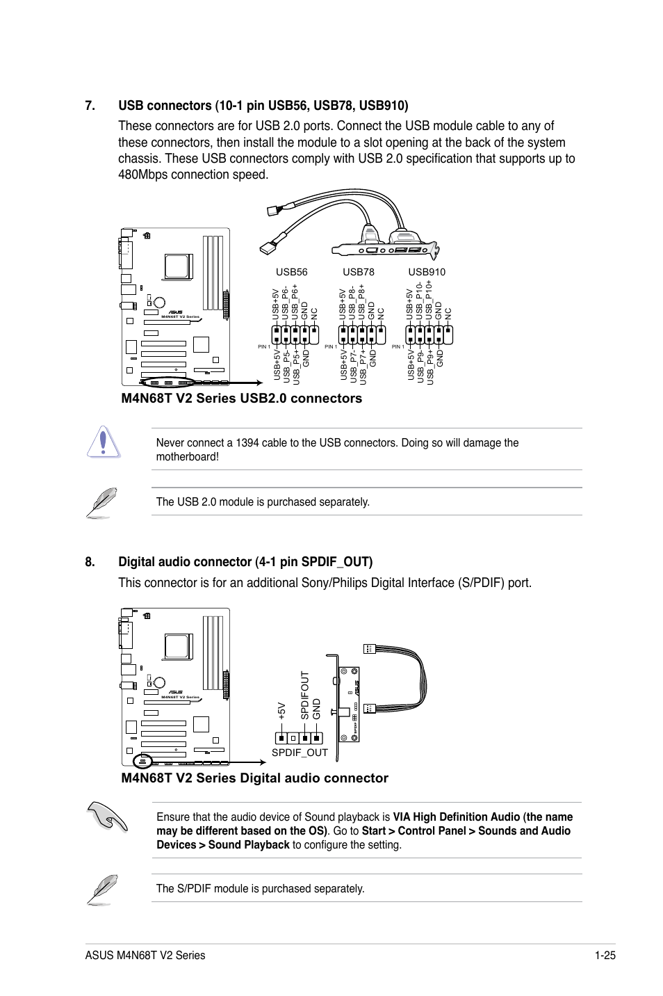 M4n68t v2 series digital audio connector | Asus M4N68T V2 User Manual | Page 35 / 62
