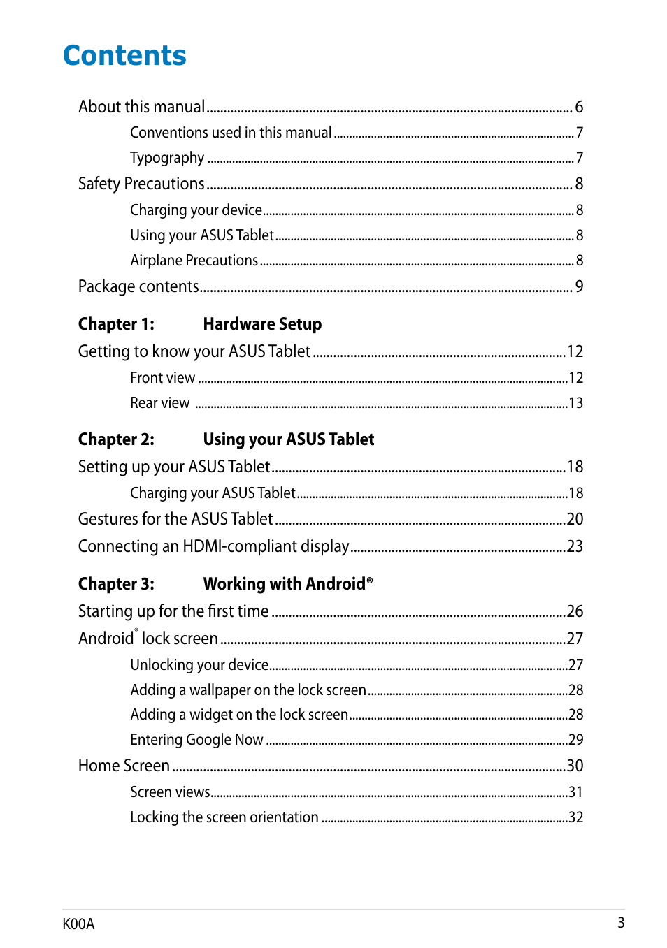 Asus MeMO Pad FHD 10 User Manual | Page 3 / 96