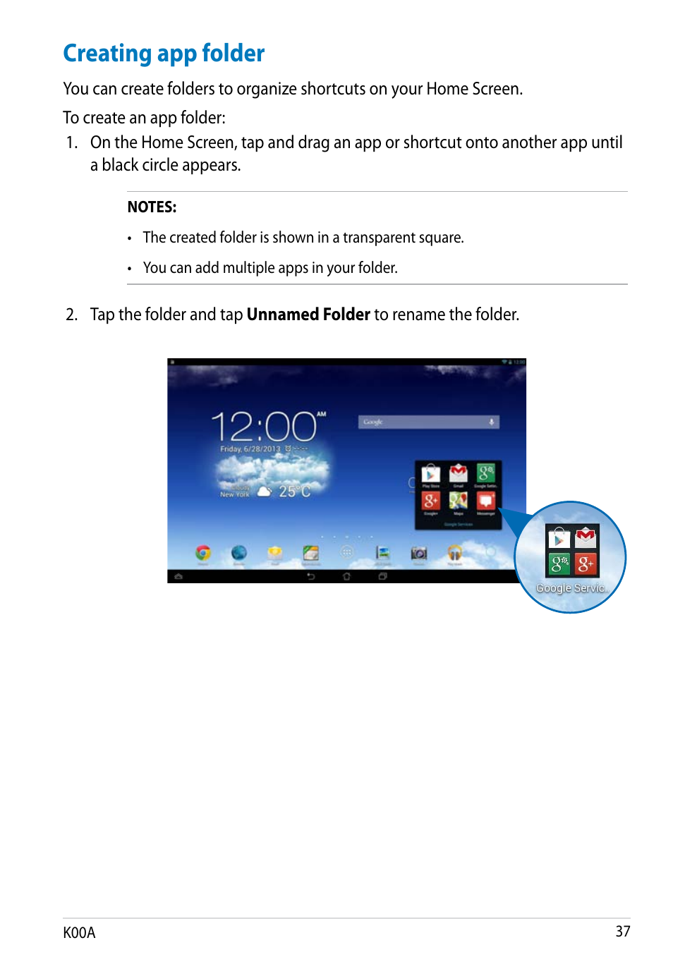 Creating app folder | Asus MeMO Pad FHD 10 User Manual | Page 37 / 96