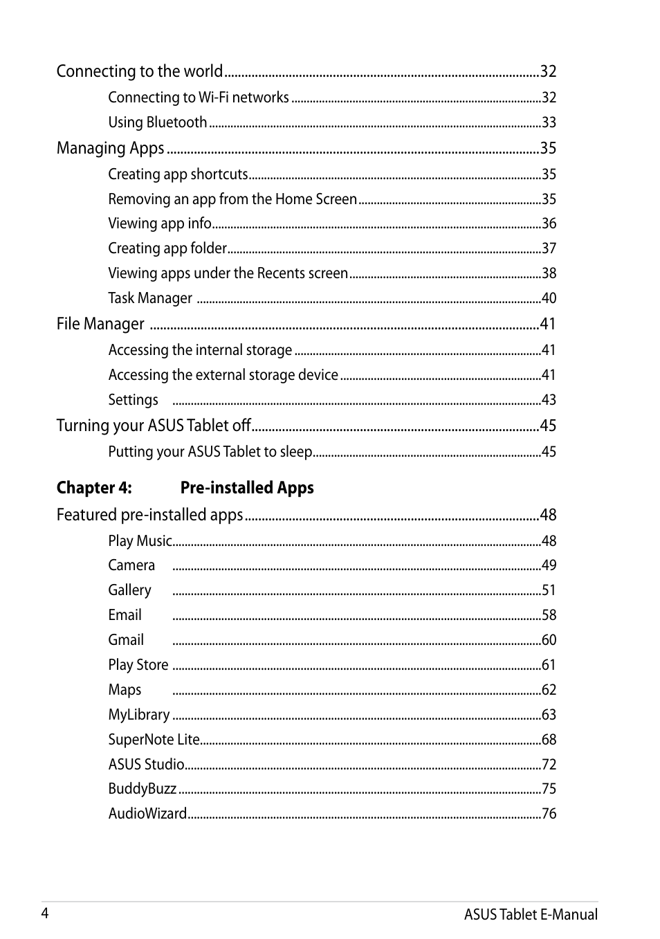 Asus MeMO Pad FHD 10 User Manual | Page 4 / 96