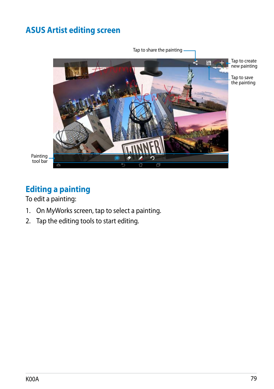 Asus artist editing screen editing a painting | Asus MeMO Pad FHD 10 User Manual | Page 79 / 96