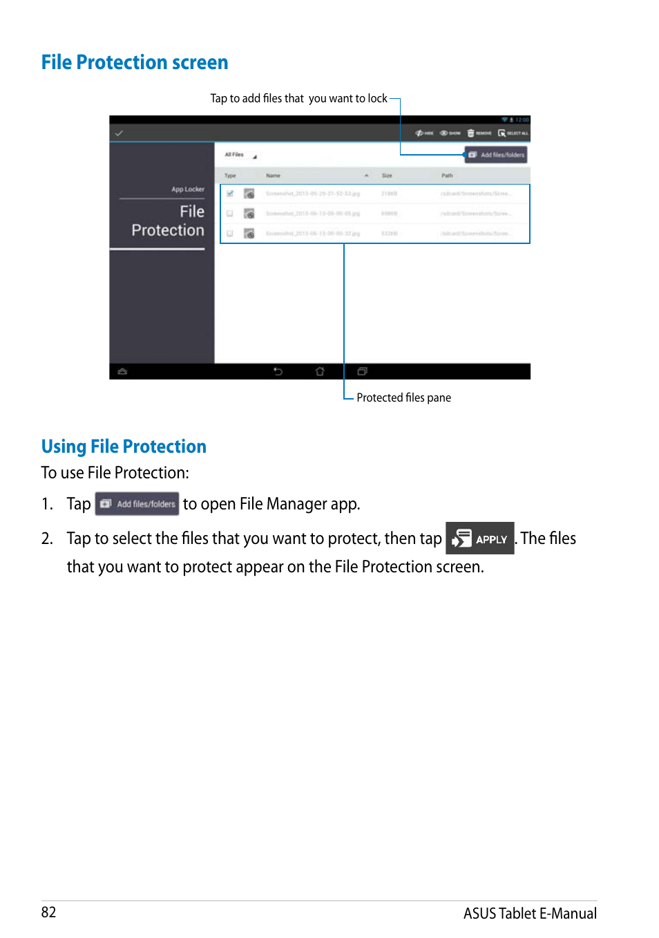 File protection screen | Asus MeMO Pad FHD 10 User Manual | Page 82 / 96