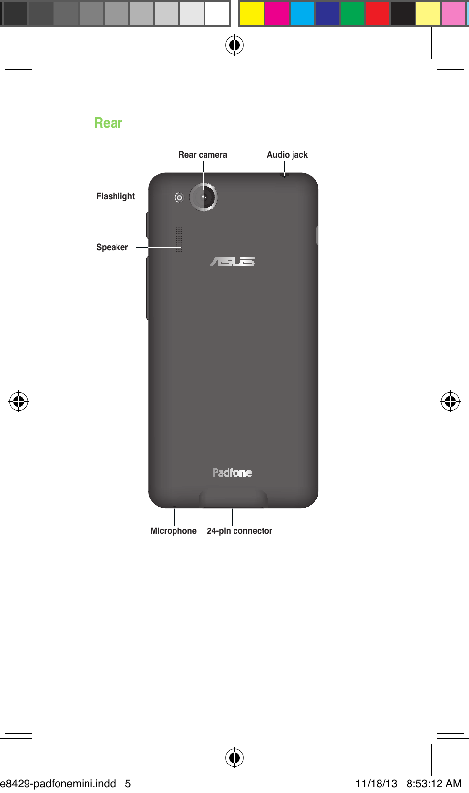 Rear | Asus PadFone mini 4.3 User Manual | Page 5 / 22