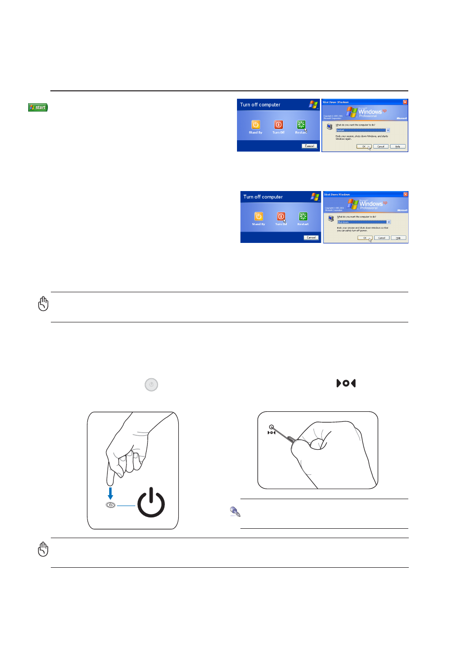 Restarting or rebooting, Powering off | Asus W1V User Manual | Page 26 / 72