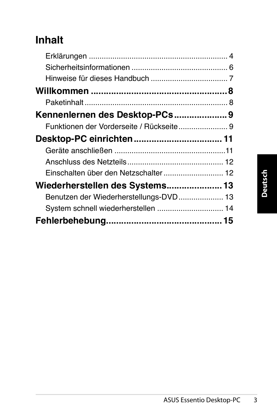 Inhalt | Asus CP5140 User Manual | Page 37 / 180