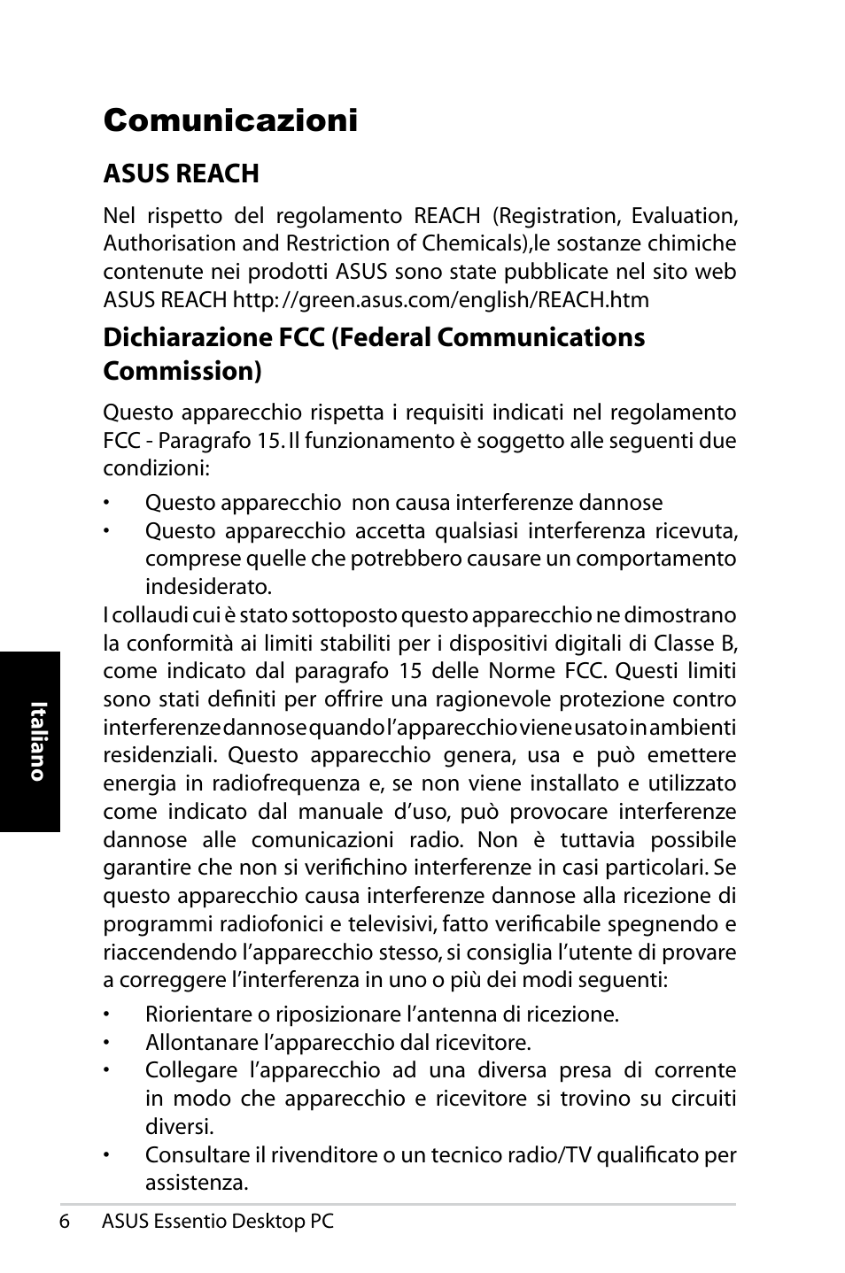 Comunicazioni, Asus reach | Asus CP5140 User Manual | Page 56 / 180