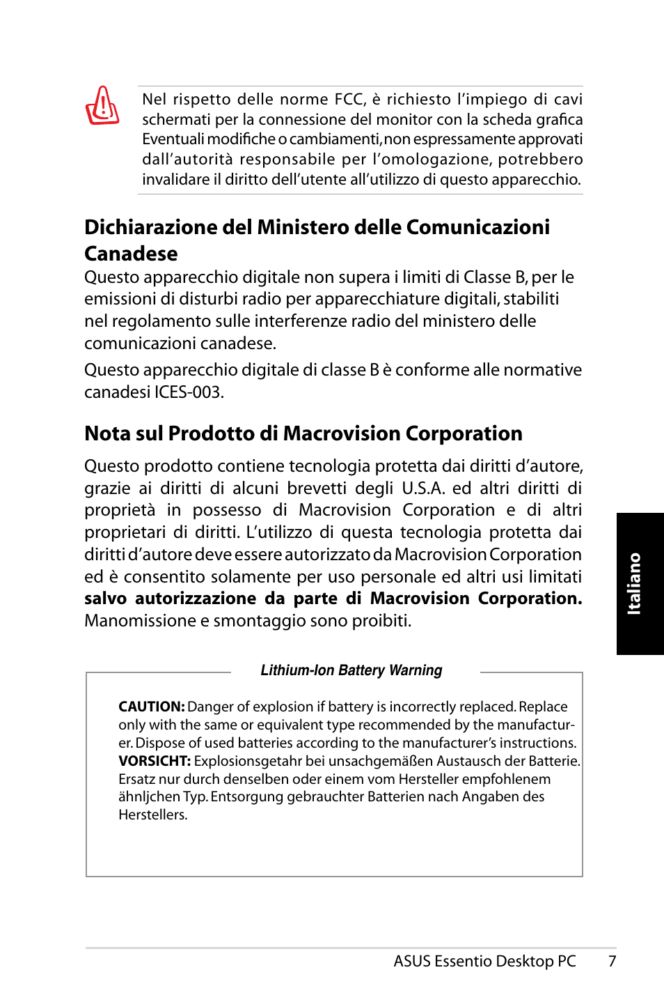 Nota sul prodotto di macrovision corporation | Asus CP5140 User Manual | Page 57 / 180