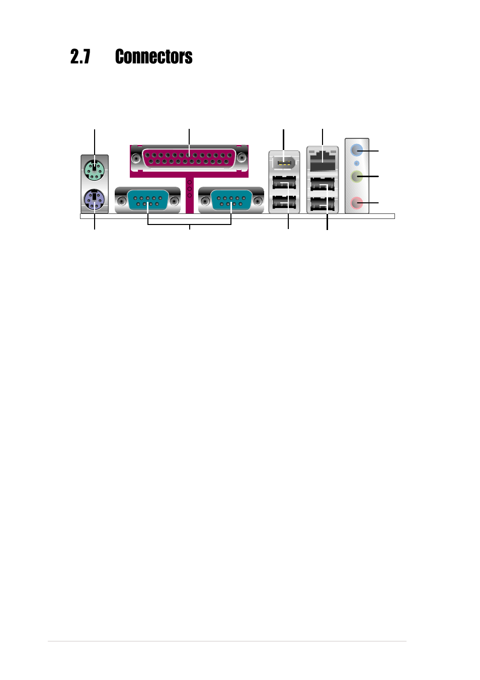 7 connectors, 1 rear panel connectors | Asus PCH-DL User Manual | Page 40 / 100