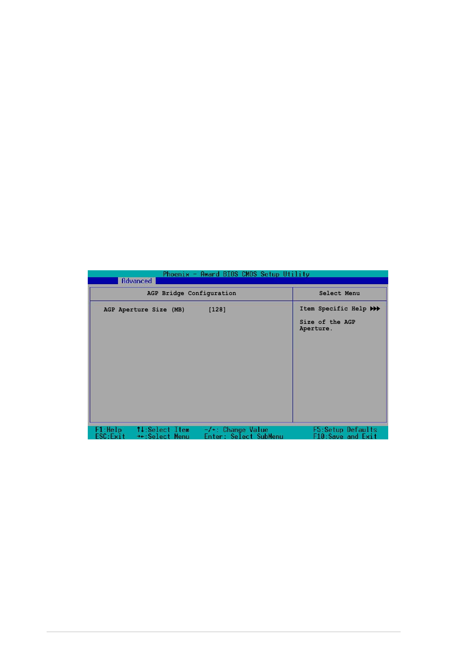 Agp bridge configuration, Agp aperture size [128, Init display first [agp slot | Auto detect pci clk [enabled, Spread spectrum [- 0.50 | Asus PCH-DL User Manual | Page 74 / 100