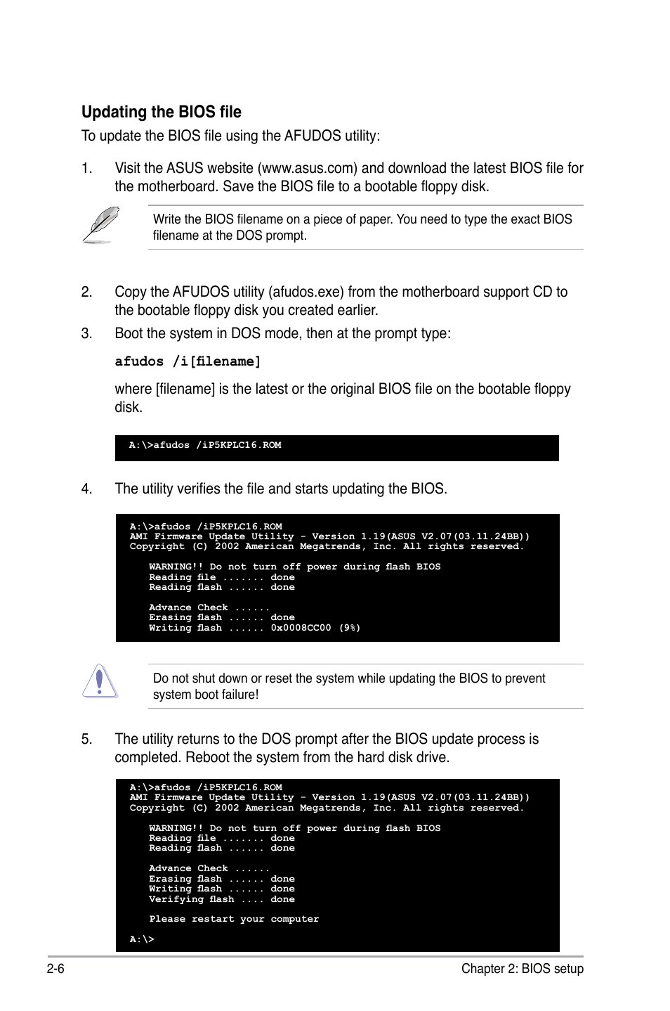 Updating the bios file | Asus P5KPL-C/1600 User Manual | Page 56 / 98