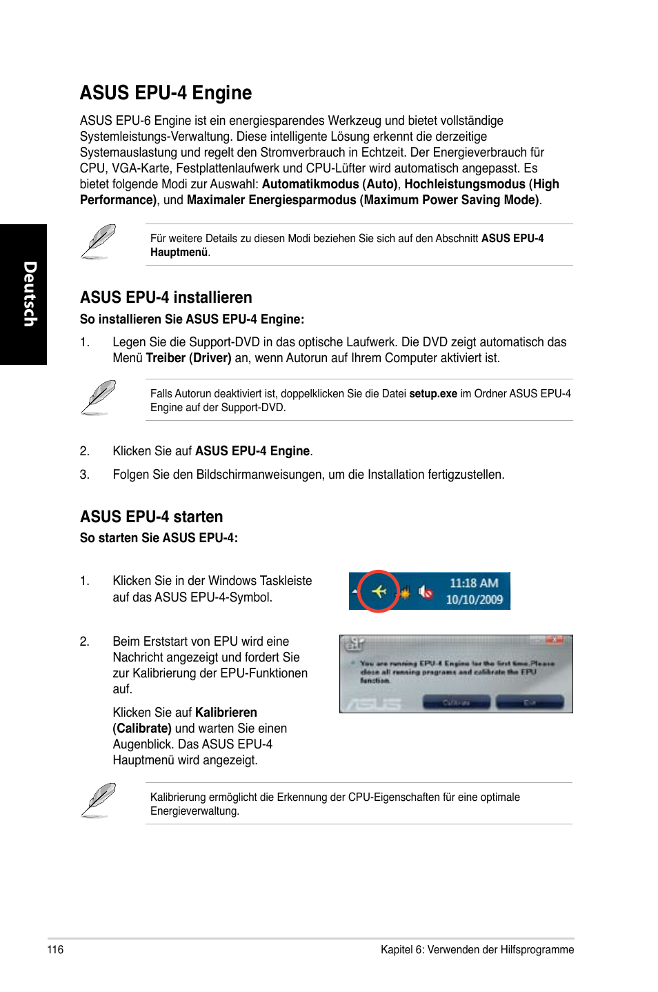 Asus epu-4 engine, Asus.epu-4.engine, Deutsch d eutsch d eutsch d eutsch | Asus.epu-4.installieren, Asus.epu-4.starten | Asus CM1730 User Manual | Page 118 / 332