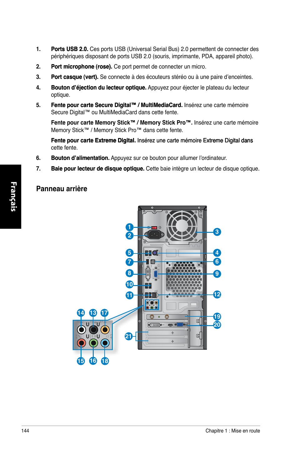 Fr ançais fr ançais fr ançais fr ançais, Panneau.arrière | Asus CM1730 User Manual | Page 146 / 332