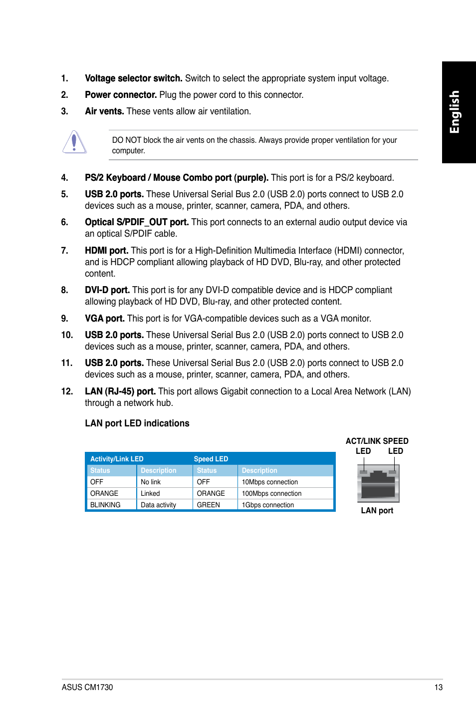 English | Asus CM1730 User Manual | Page 15 / 332