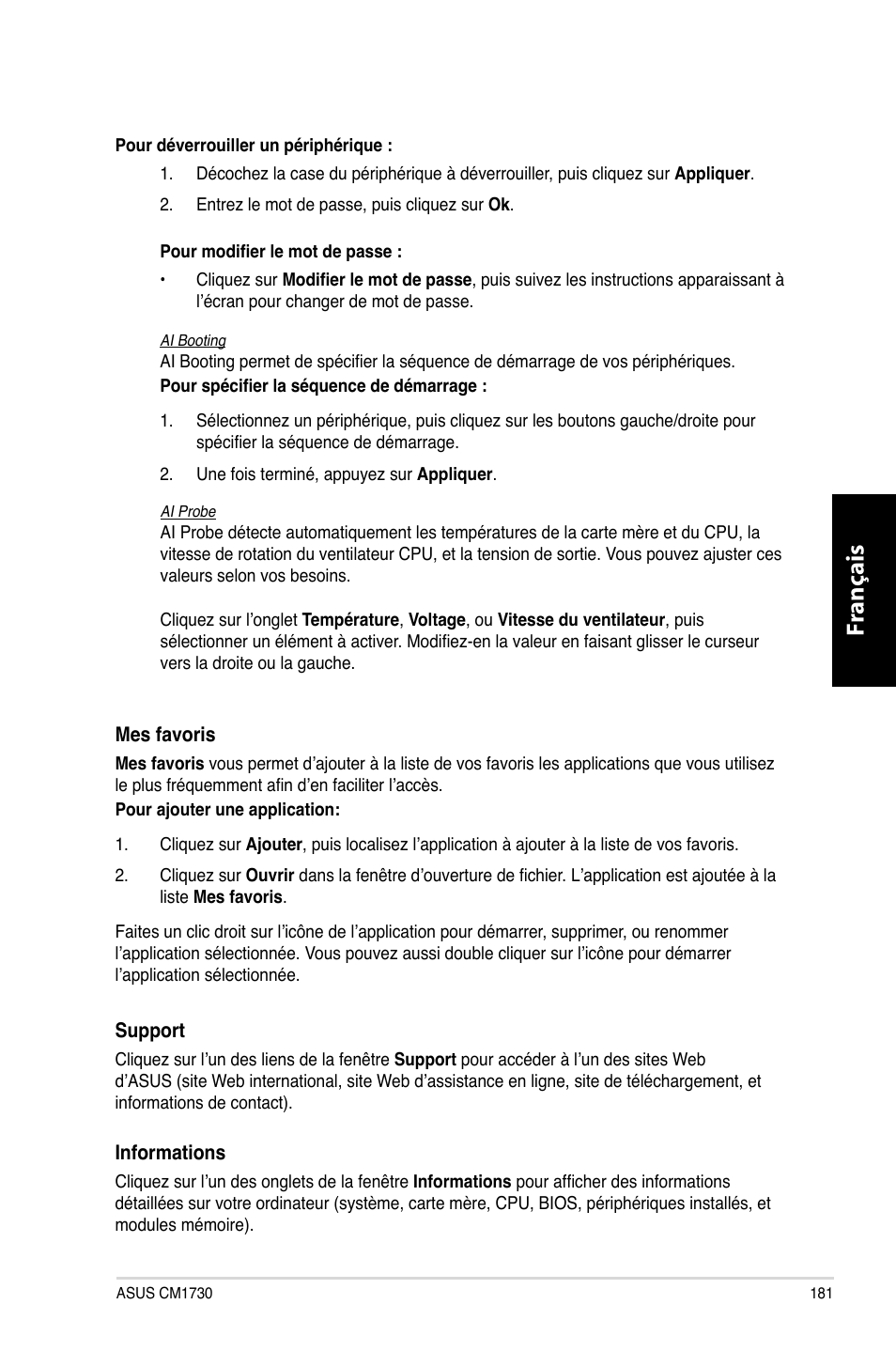 Fr ançais fr ançais | Asus CM1730 User Manual | Page 183 / 332