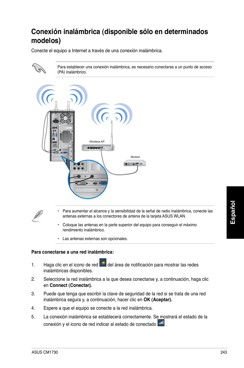 Español | Asus CM1730 User Manual | Page 245 / 332