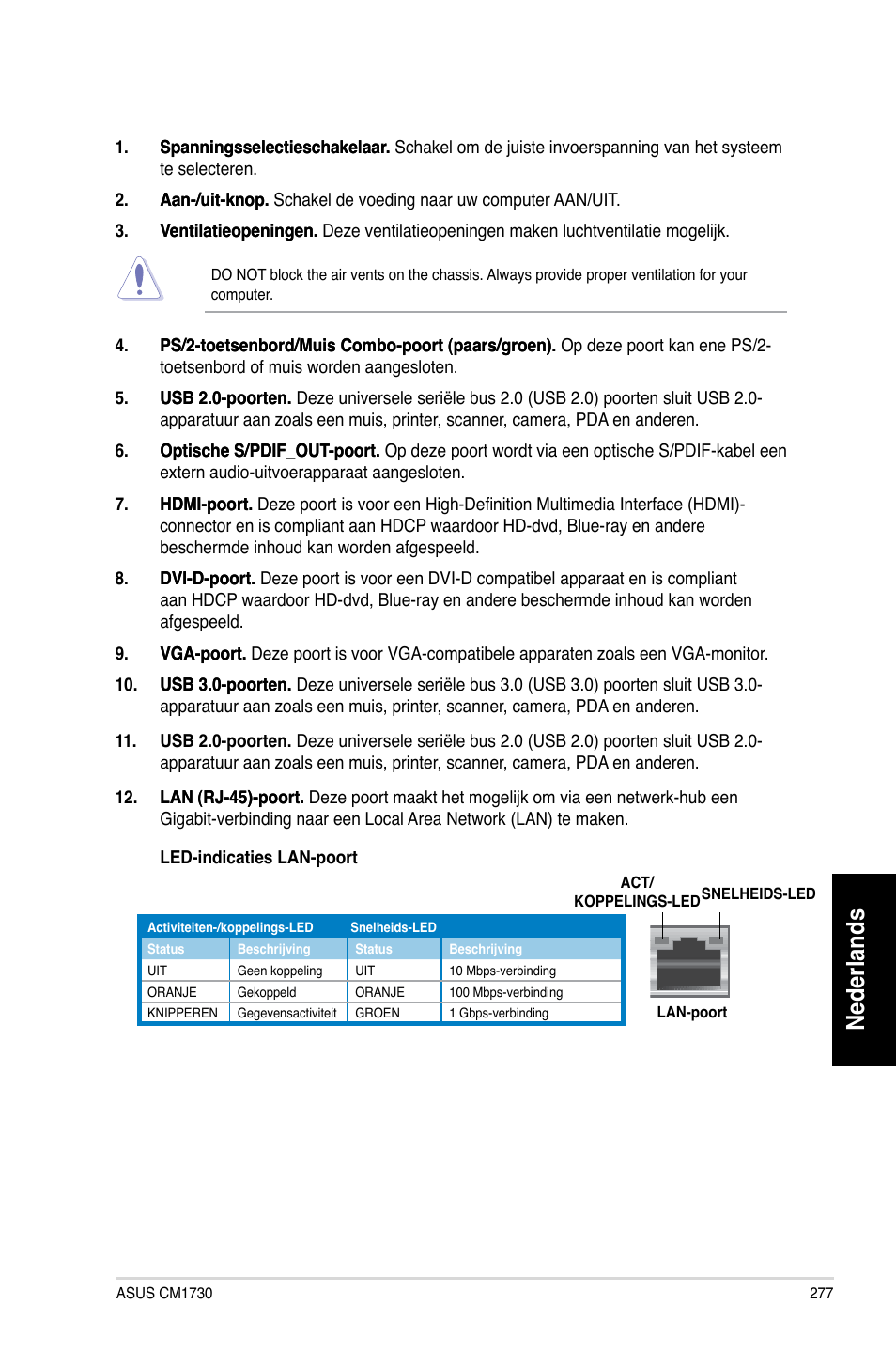 Nederlands | Asus CM1730 User Manual | Page 279 / 332