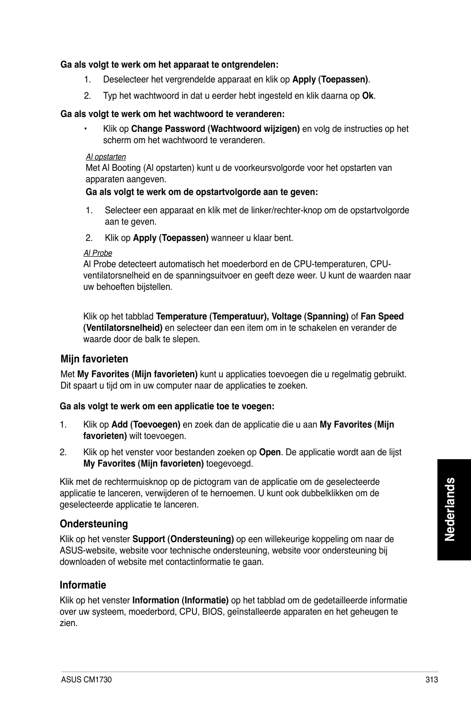 Nederlands | Asus CM1730 User Manual | Page 315 / 332