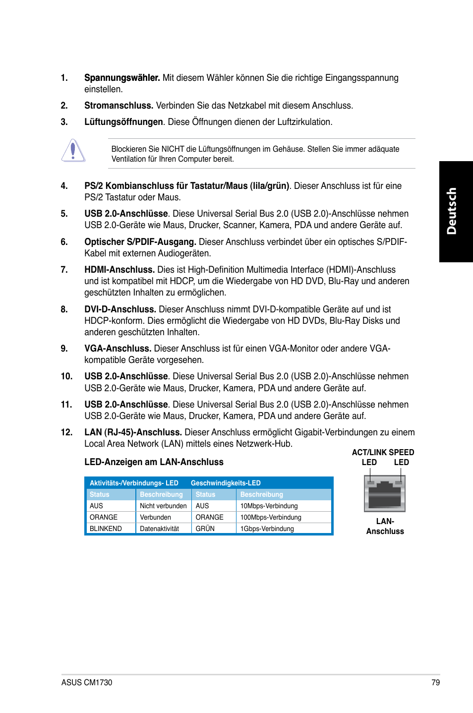 Deutsch d eutsch | Asus CM1730 User Manual | Page 81 / 332