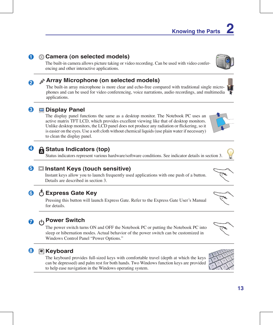 Asus W90V User Manual | Page 13 / 95