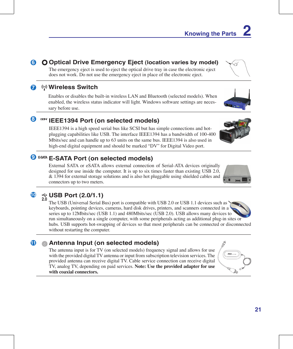 Asus W90V User Manual | Page 21 / 95