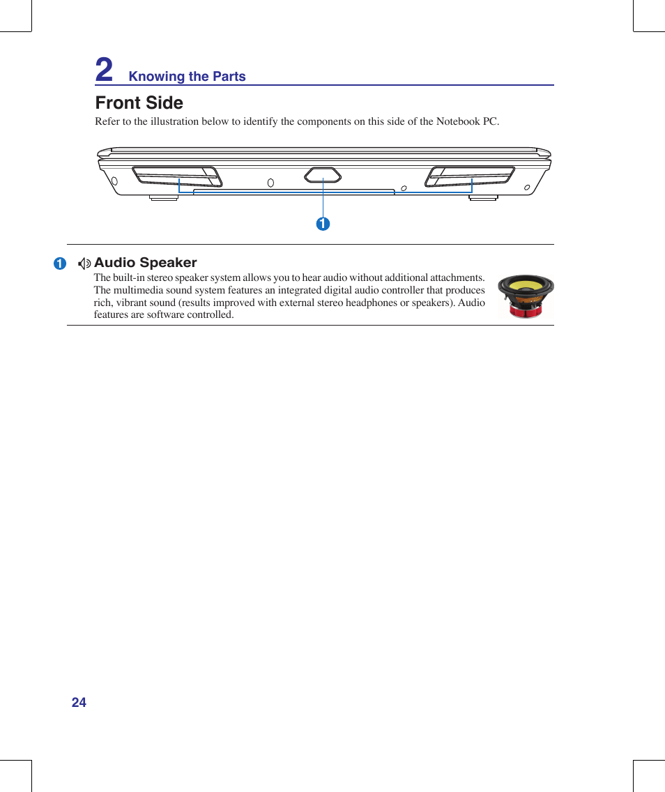 Front side | Asus W90V User Manual | Page 24 / 95