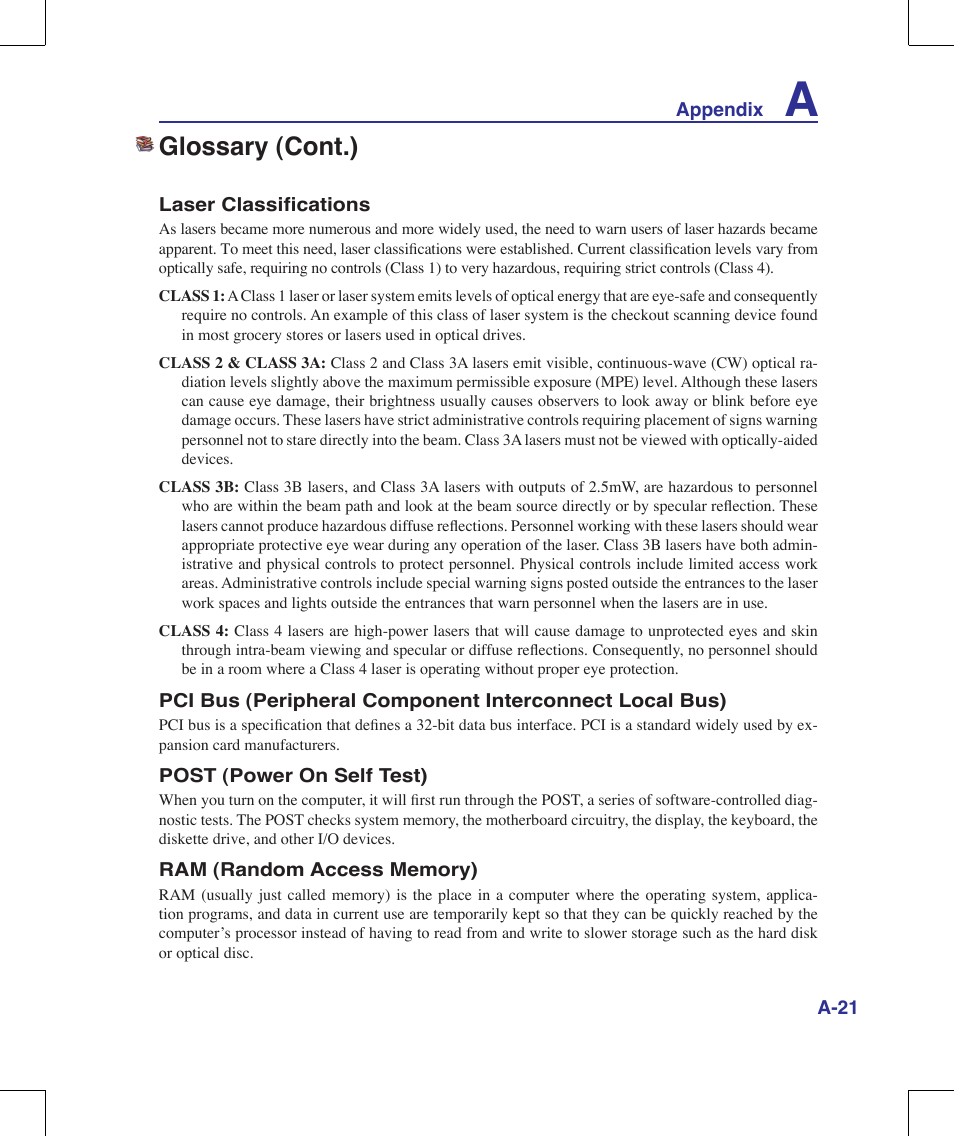 Glossary (cont.) | Asus W90V User Manual | Page 81 / 95