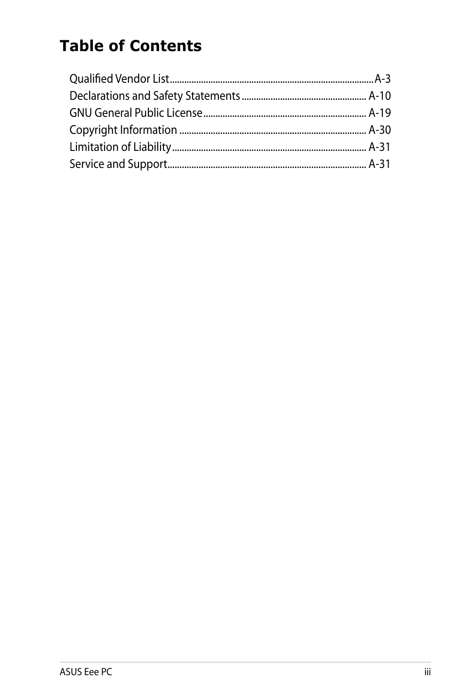 Asus Eee PC 904HD/Linux User Manual | Page 3 / 76