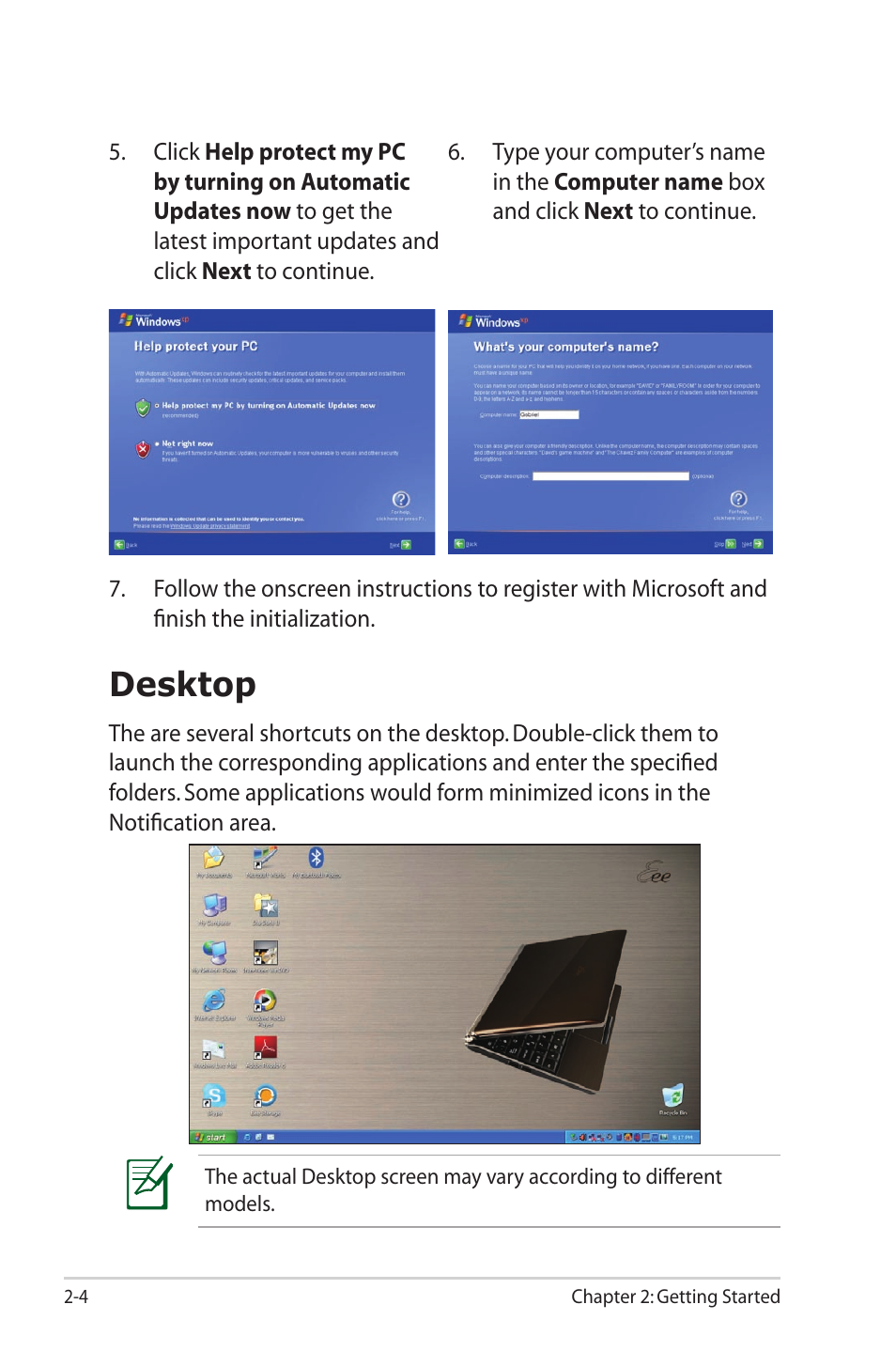 Desktop, Desktop -4 | Asus Eee PC S101/XP User Manual | Page 24 / 58