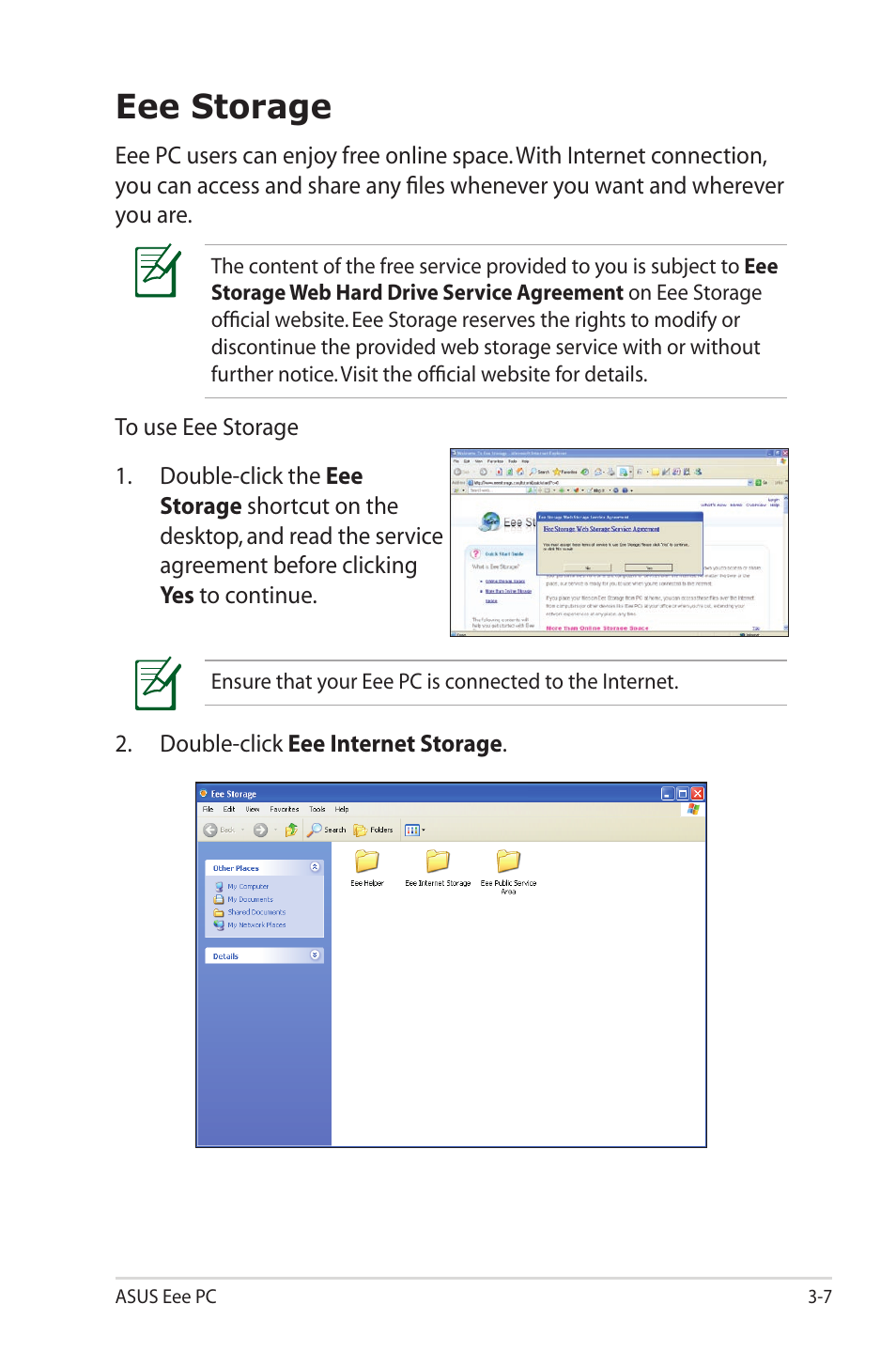 Eee storage, Eee storage -7 | Asus Eee PC S101/XP User Manual | Page 39 / 58